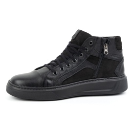 KOMODO Zapatillas de invierno de piel para hombre 886K Negro 1