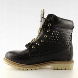 Balmanas calados, cremallera dorada, negra R103 Black negro 3