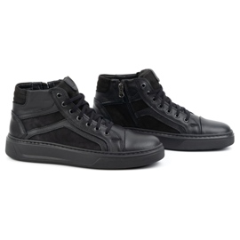 KOMODO Zapatillas de invierno de piel para hombre 886K Negro 3