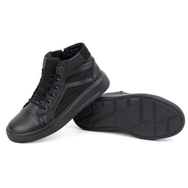 KOMODO Zapatillas de invierno de piel para hombre 886K Negro 4