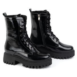 Olivier Botas de mujer de piel, con aislamiento, 401BB, lacadas en negro 2