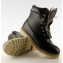 Balmanas calados, cremallera dorada, negra R103 Black negro 5