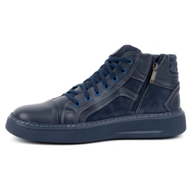 Olivier Zapatos de piel para hombre, zapatillas de invierno 886K, azul marino 1