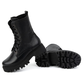 Olivier Botas de mujer de piel, con aislamiento, 401BB, guisantes negros 4