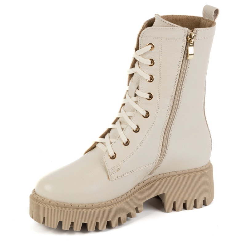 Olivier Botas de piel para mujer con aislamiento, 401BB, beige guisante 1