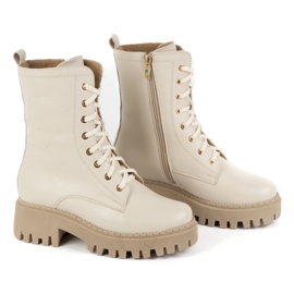 Olivier Botas de piel para mujer con aislamiento, 401BB, beige guisante 2