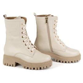 Olivier Botas de piel para mujer con aislamiento, 401BB, beige guisante 7
