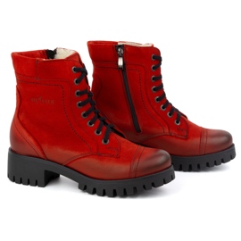 Olivier Botas de mujer de piel con aislamiento, 272BB, rojo 3