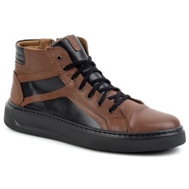 KOMODO Zapatos de piel para hombre, zapatillas de invierno 886K, marrón 2