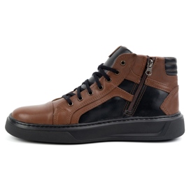 KOMODO Zapatos de piel para hombre, zapatillas de invierno 886K, marrón 1