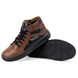 KOMODO Zapatos de piel para hombre, zapatillas de invierno 886K, marrón 4