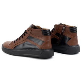 KOMODO Zapatos de piel para hombre, zapatillas de invierno 886K, marrón 5