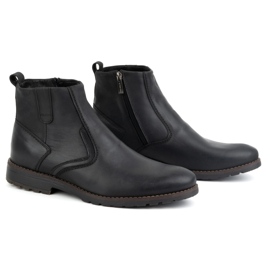 KOMODO Botines de piel de invierno para hombre 924K, negro 3