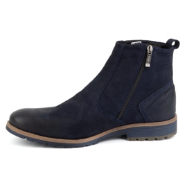 KOMODO Botines de piel de invierno para hombre 924K, azul marino 1