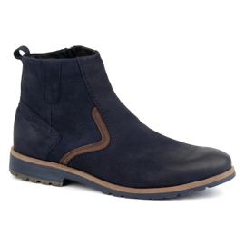 KOMODO Botines de piel de invierno para hombre 924K, azul marino 2