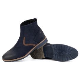 KOMODO Botines de piel de invierno para hombre 924K, azul marino 4