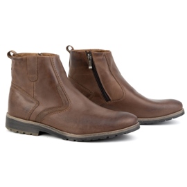 Olivier Botas de piel de invierno para hombre 924K marrón 3