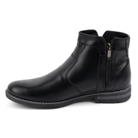 KOMODO Botas de invierno de piel para hombre, botas Chelsea con aislamiento 887K, negro 2