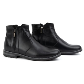 KOMODO Botas de invierno de piel para hombre, botas Chelsea con aislamiento 887K, negro 3
