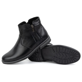KOMODO Botas de invierno de piel para hombre, botas Chelsea con aislamiento 887K, negro 4