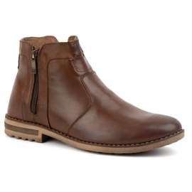 KOMODO Botas de invierno de piel para hombre, botas Chelsea con aislamiento 887K, marrón 2