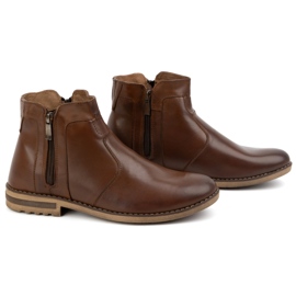 KOMODO Botas de invierno de piel para hombre, botas Chelsea con aislamiento 887K, marrón 3