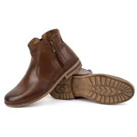 KOMODO Botas de invierno de piel para hombre, botas Chelsea con aislamiento 887K, marrón 4