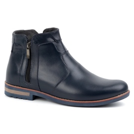 KOMODO Zapatos de invierno de piel para hombre 887K, azul marino 2
