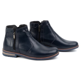 KOMODO Zapatos de invierno de piel para hombre 887K, azul marino 3