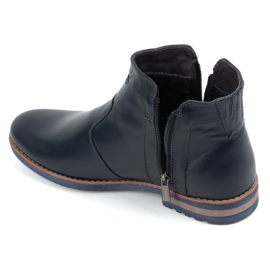 KOMODO Zapatos de invierno de piel para hombre 887K, azul marino 7