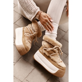 Botas de nieve para mujer de piel con suela gruesa y pelo Big Star OO274A207 Marrón beige 11