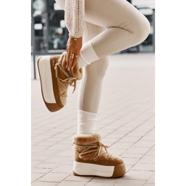 Botas de nieve para mujer de piel con suela gruesa y pelo Big Star OO274A207 Marrón beige 9