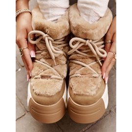 Botas de nieve para mujer de piel con suela gruesa y pelo Big Star OO274A207 Marrón beige 12