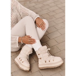 Botas de nieve para mujer con plataforma y cordones, beige claro Riaviana 4