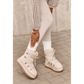 Botas de nieve para mujer con plataforma y cordones, beige claro Riaviana 13