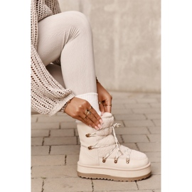 Botas de nieve para mujer con plataforma y cordones, beige claro Riaviana 3