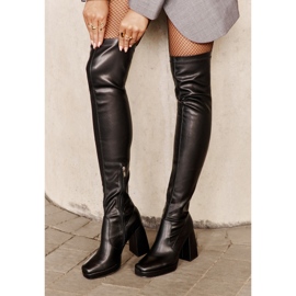 Botas por encima de la rodilla con tacón alto, Negro Liatheia 6