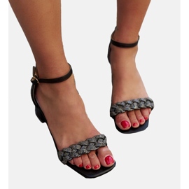 Sandalias con plantilla de piel y pedrería Shamsa negro 4