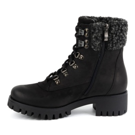 Olivier Botas de piel para mujer, botas de invierno con aislamiento, 330BB, negro 1