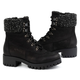 Olivier Botas de piel para mujer, botas de invierno con aislamiento, 330BB, negro 4