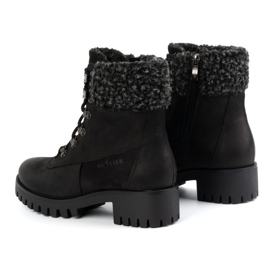 Olivier Botas de piel para mujer, botas de invierno con aislamiento, 330BB, negro 5