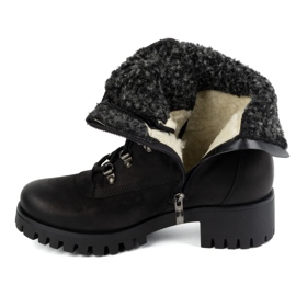 Olivier Botas de piel para mujer, botas de invierno con aislamiento, 330BB, negro 7