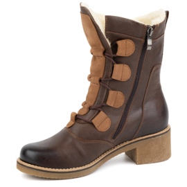 Olivier Botas de mujer con estilo de piel con aislamiento de lana marrón oscuro 317BB 1