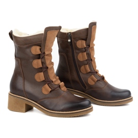 Olivier Botas de mujer con estilo de piel con aislamiento de lana marrón oscuro 317BB 3