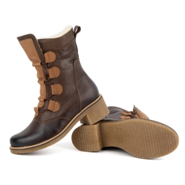 Olivier Botas de mujer con estilo de piel con aislamiento de lana marrón oscuro 317BB 4