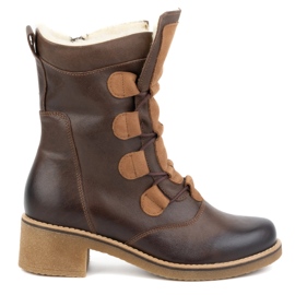 Olivier Botas de mujer con estilo de piel con aislamiento de lana marrón oscuro 317BB 2