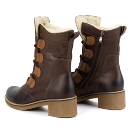 Olivier Botas de mujer con estilo de piel con aislamiento de lana marrón oscuro 317BB 5