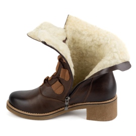 Olivier Botas de mujer con estilo de piel con aislamiento de lana marrón oscuro 317BB 6