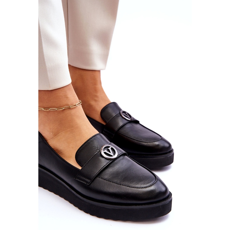 Mocasines Mujer Vinceza De Piel Con Cuña Baja, Negro 4