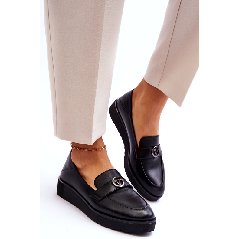 Mocasines Mujer Vinceza De Piel Con Cuña Baja, Negro 3